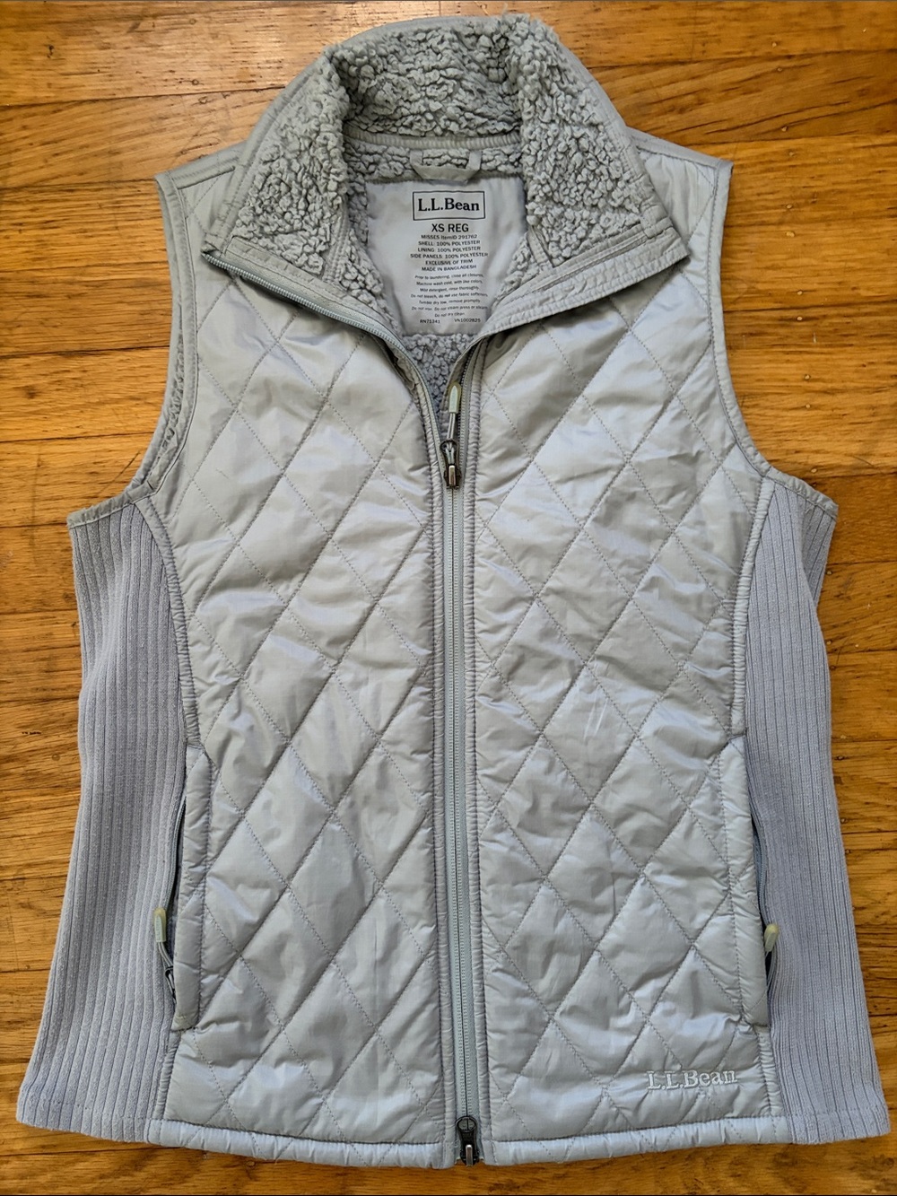 L.L. Bean Light Gray Quilted Fleece-Lined Women's Vest